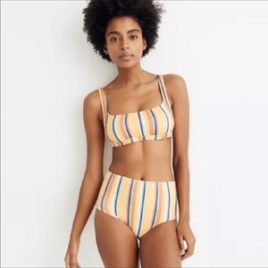 NWT Madewell second wave high waisted bikini XL in almeria stripe pattern